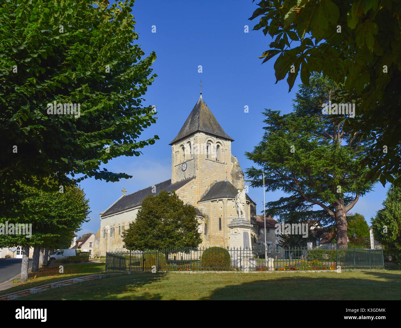 Village church, Bossay-sur-Claise, France. Stock Photo