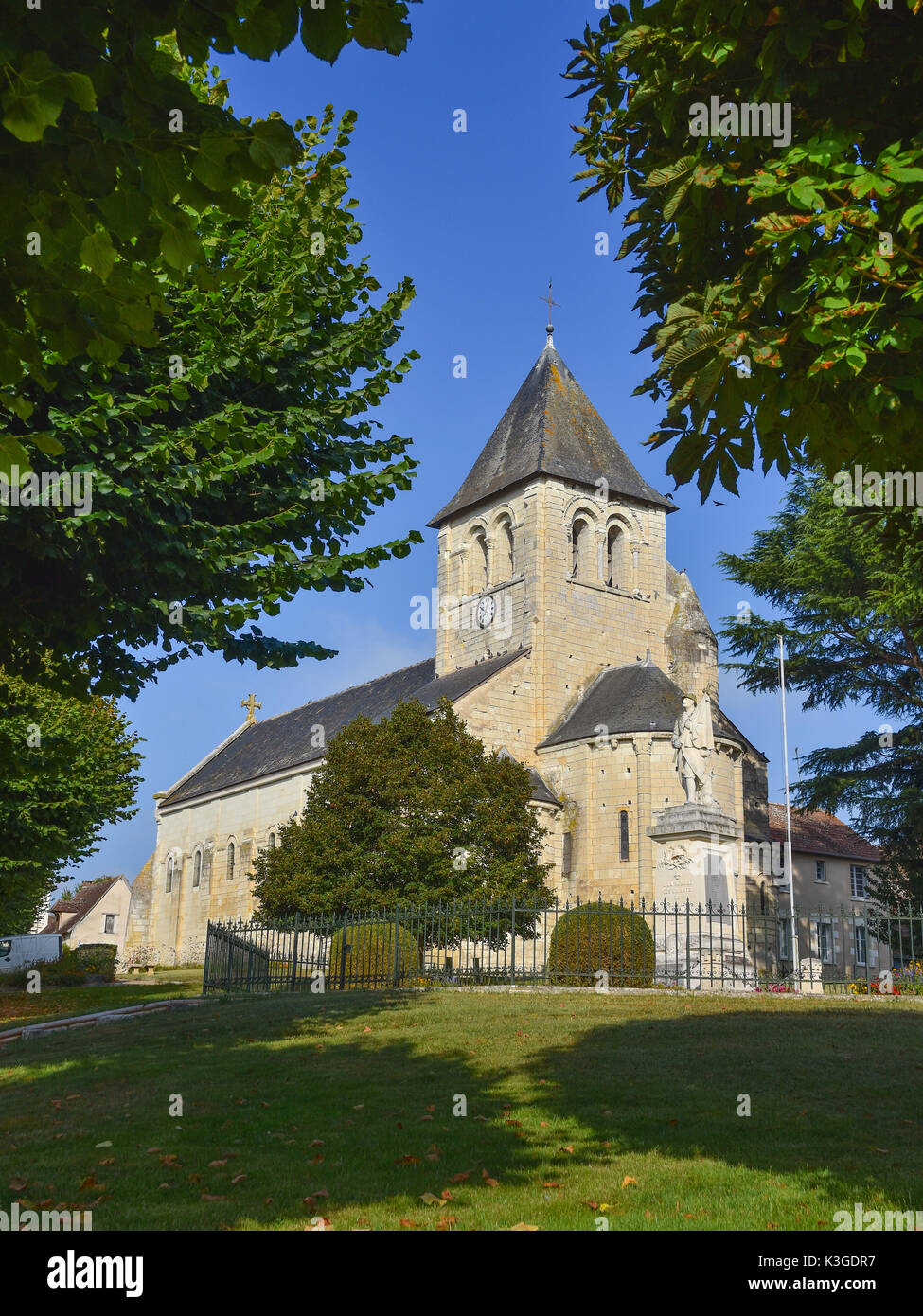 Village church, Bossay-sur-Claise, France. Stock Photo