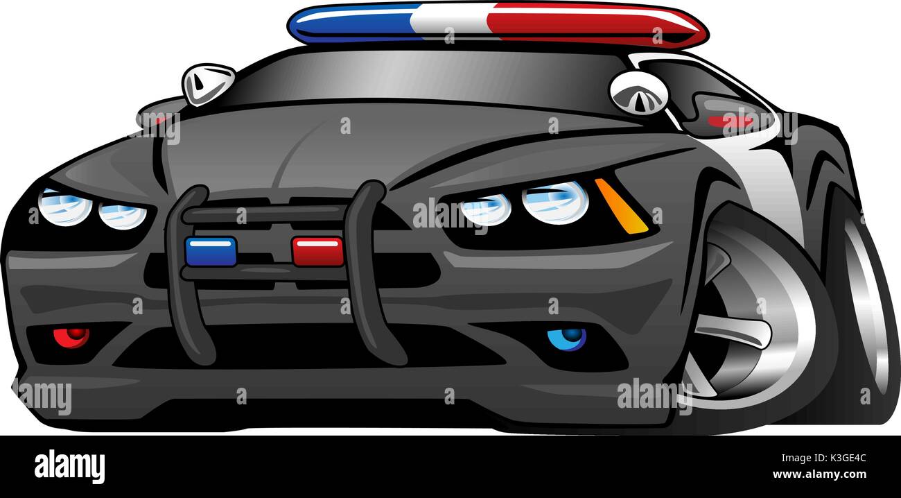 Police Muscle Car Cartoon Illustration Stock Vector