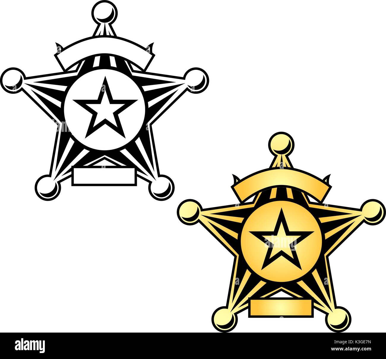 Sheriff Police Star Badge Illustration Stock Vector