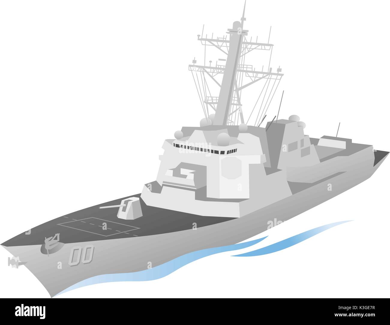 Naval Destroyer Ship Vector Stock Vector