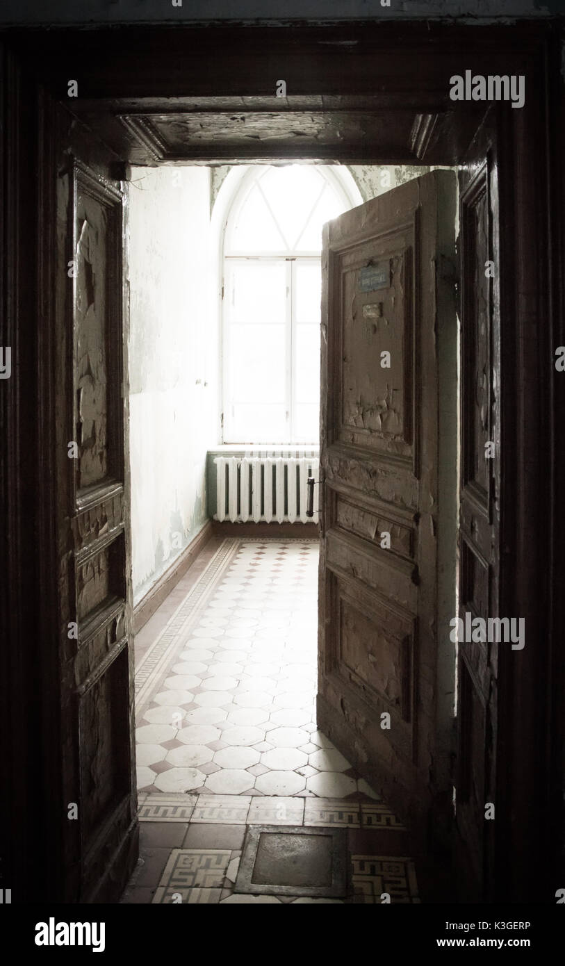 Abandoned room in old house Stock Photo