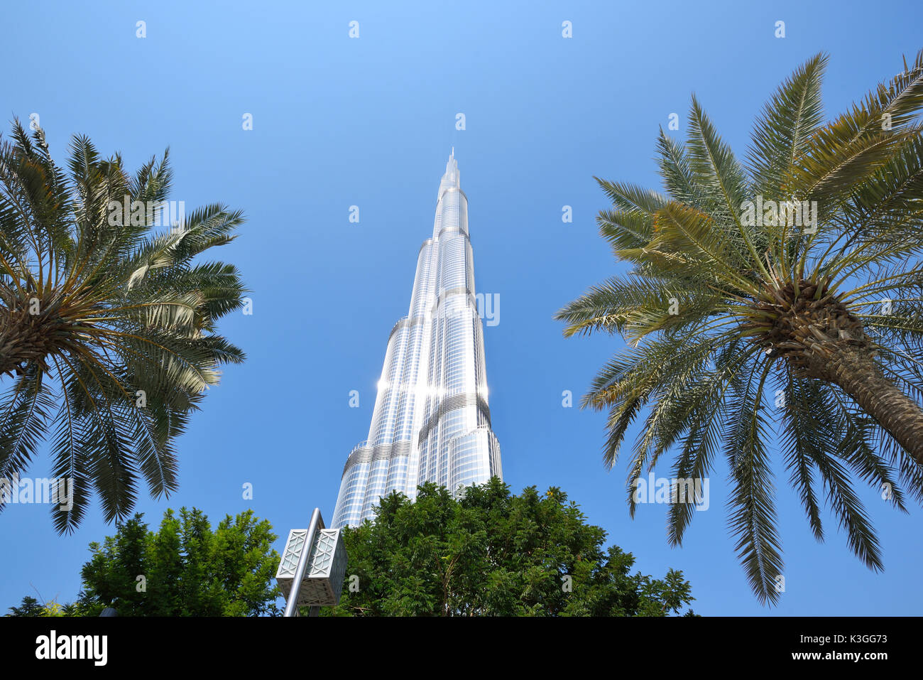 DUBAI, UNITED ARAB EMIRATES - Oct 7, 2016: Downtown Dubai with the Burj Khalifa tower. This skyscraper is the tallest man-made structure in the world, Stock Photo