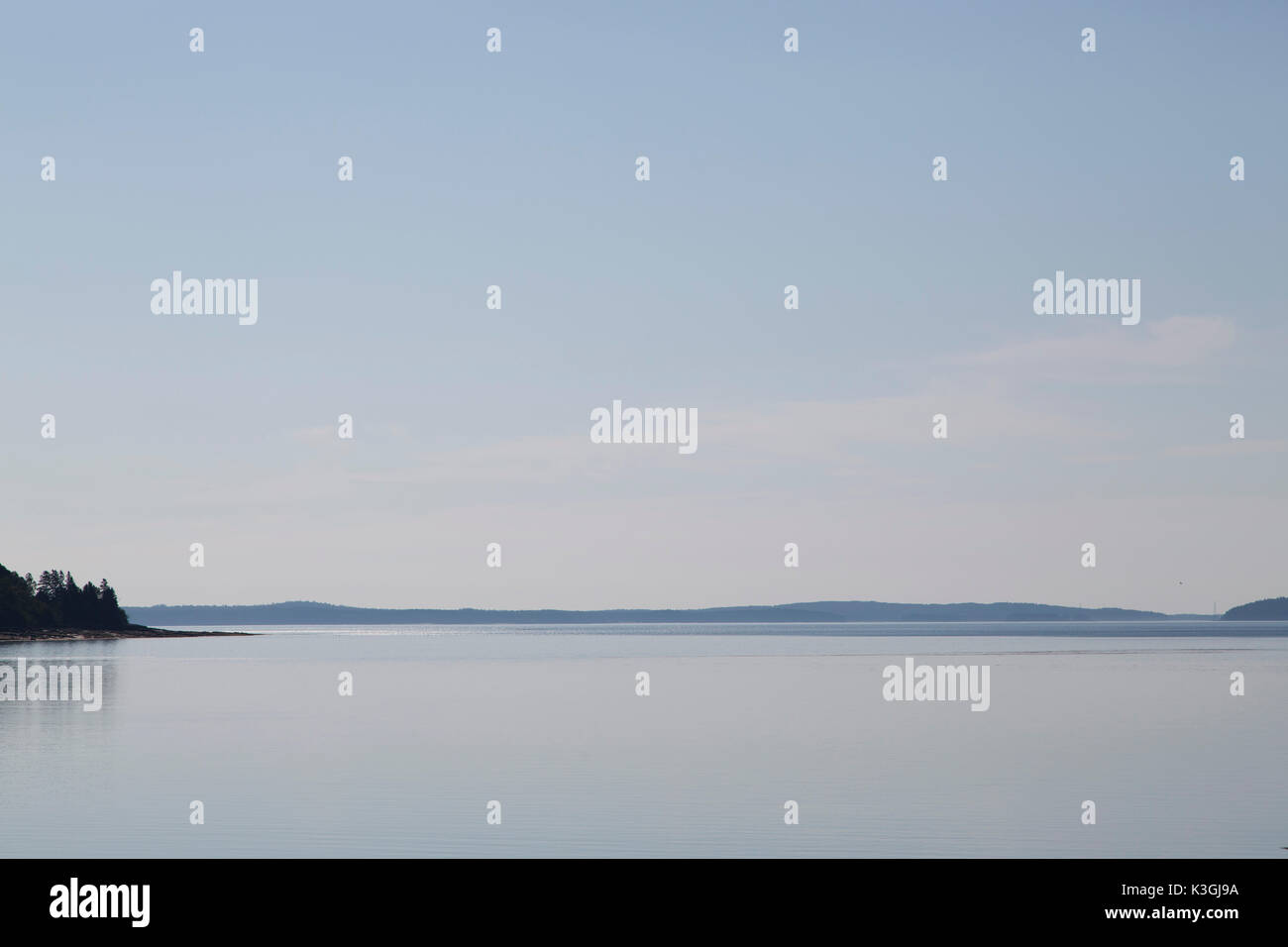 A blue sky above Ministers Island in New Brunswick, Canada. The island