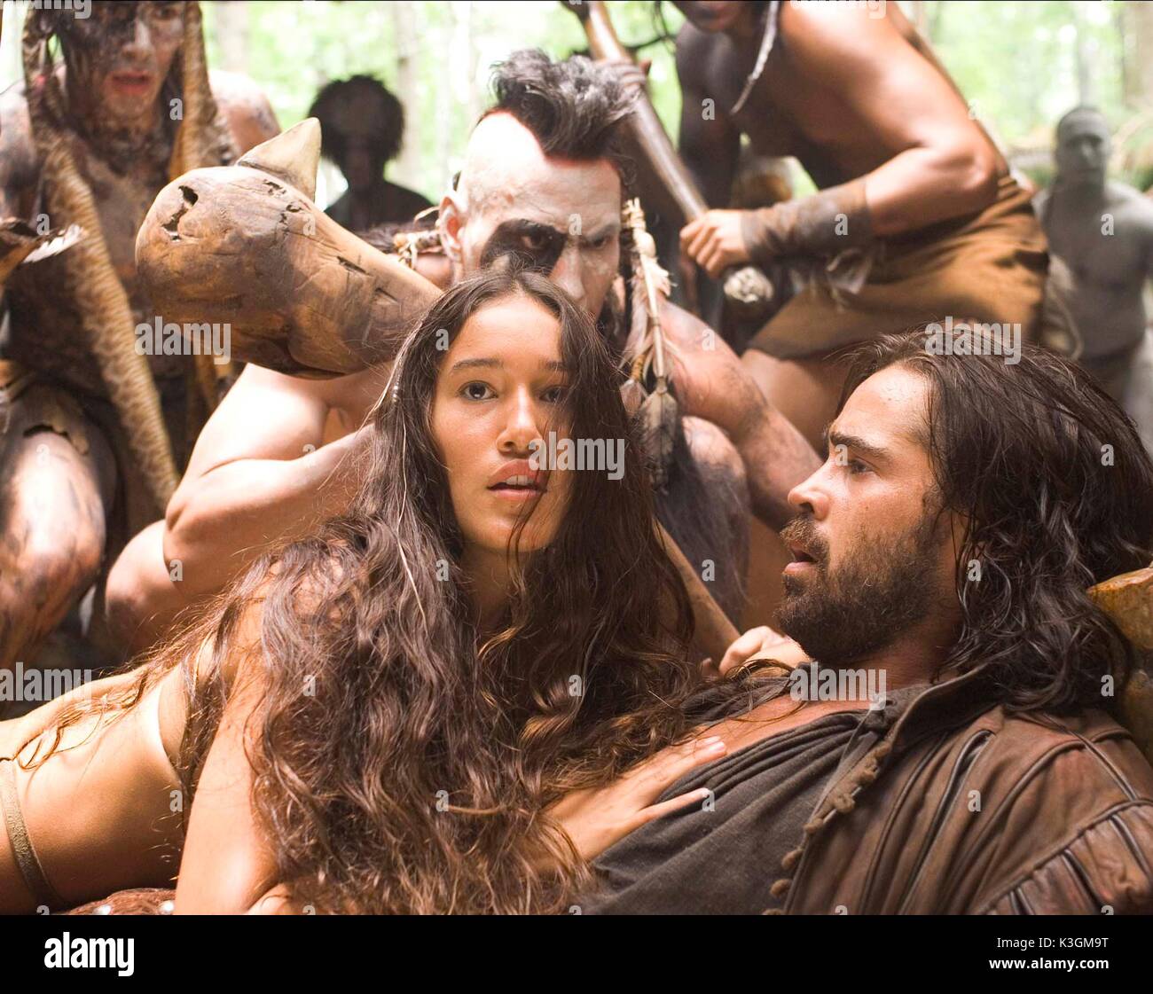 THE NEW WORLD [US 2005]  Q'ORIANKA KILCHER as Pocahontas, COLIN FARRELL as Captain John Smith     Date: 2005 Stock Photo