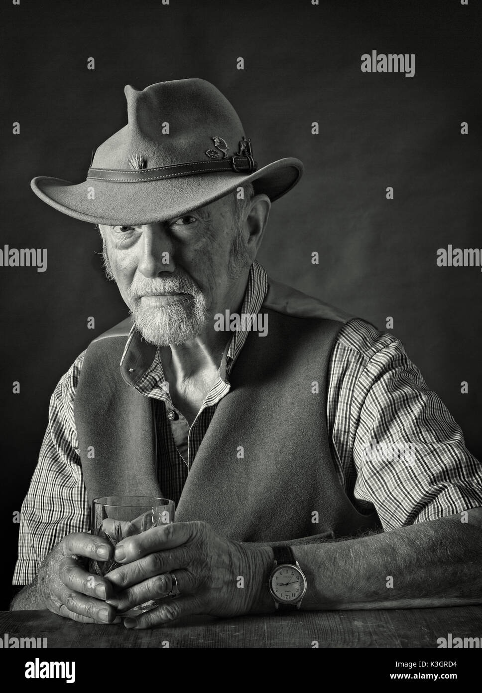 An elderly country gentleman wearing a hat Stock Photo