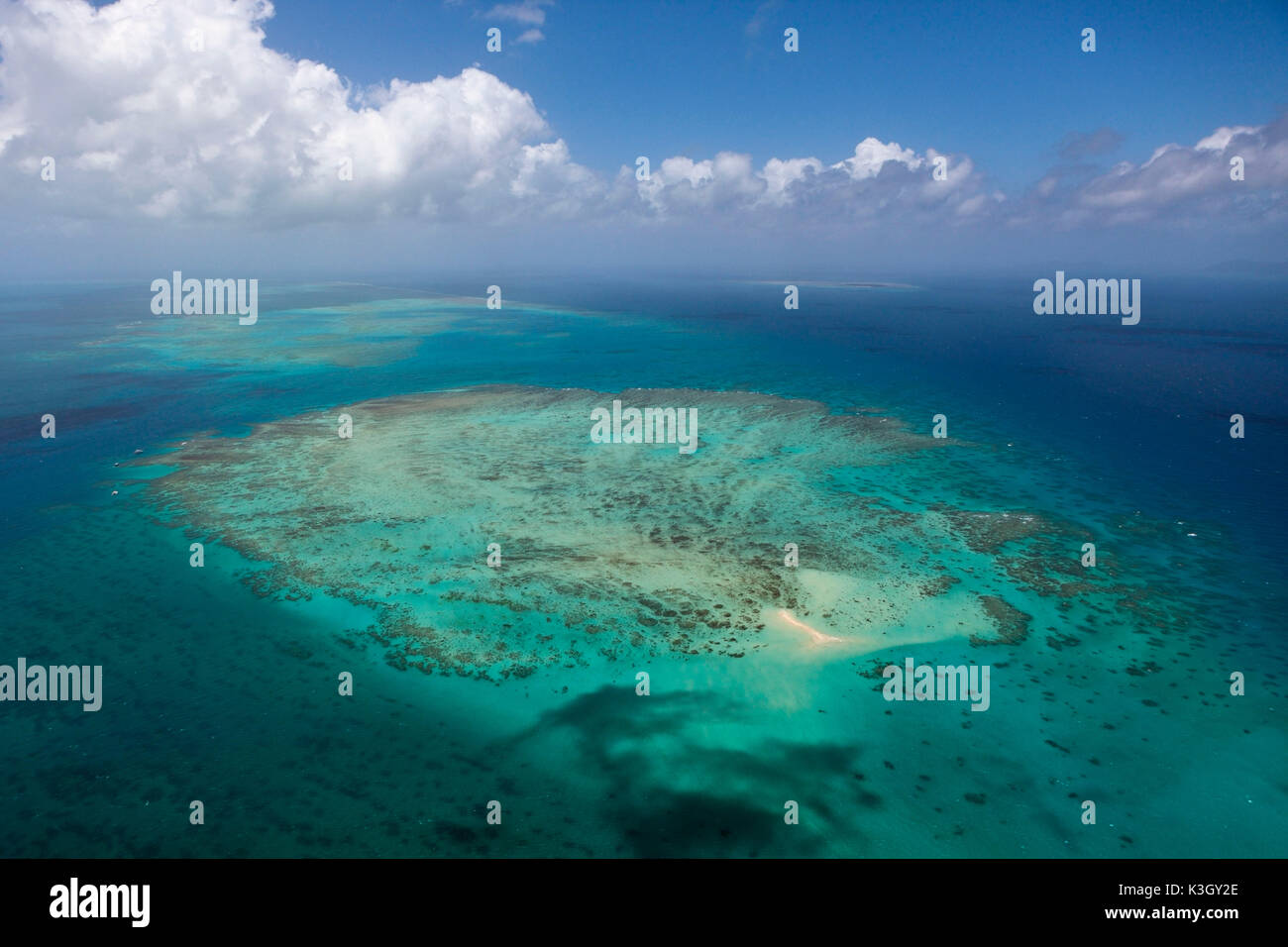 Aerial View Of Great Barrier Reef, Queensland, Australia Stock Photo ...