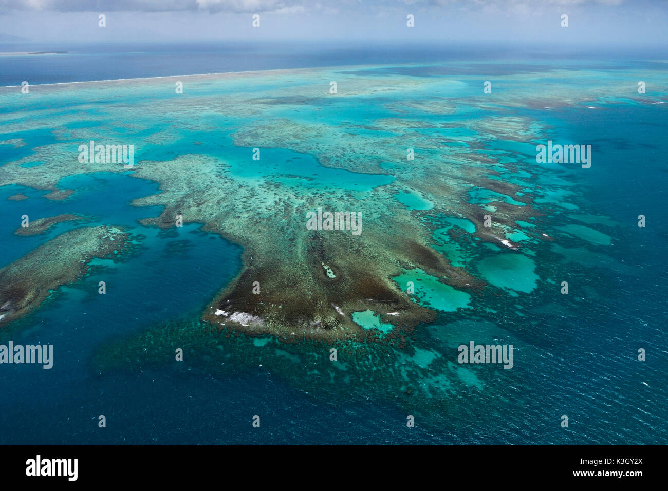 Aerial View of Great Barrier Reef, Queensland, Australia Stock Photo