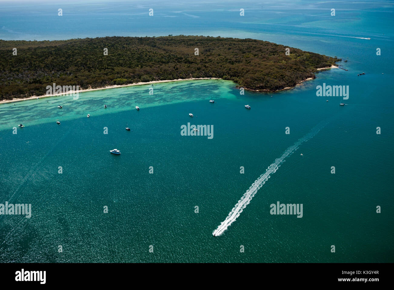 Aerial View of Peel Island, Moreton Bay, Brisbane, Australia Stock Photo