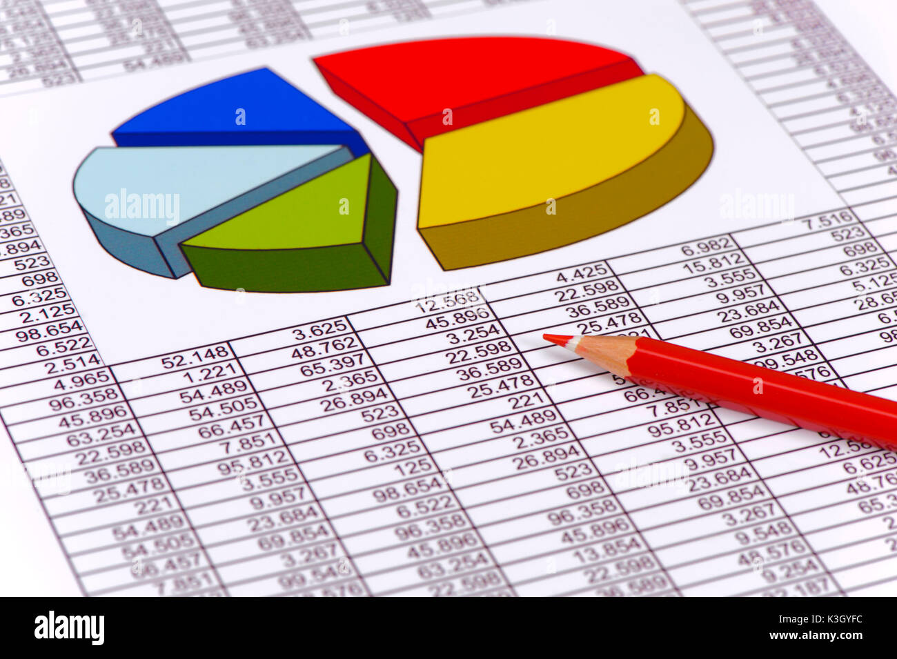 Finances with chart and red pen Stock Photo