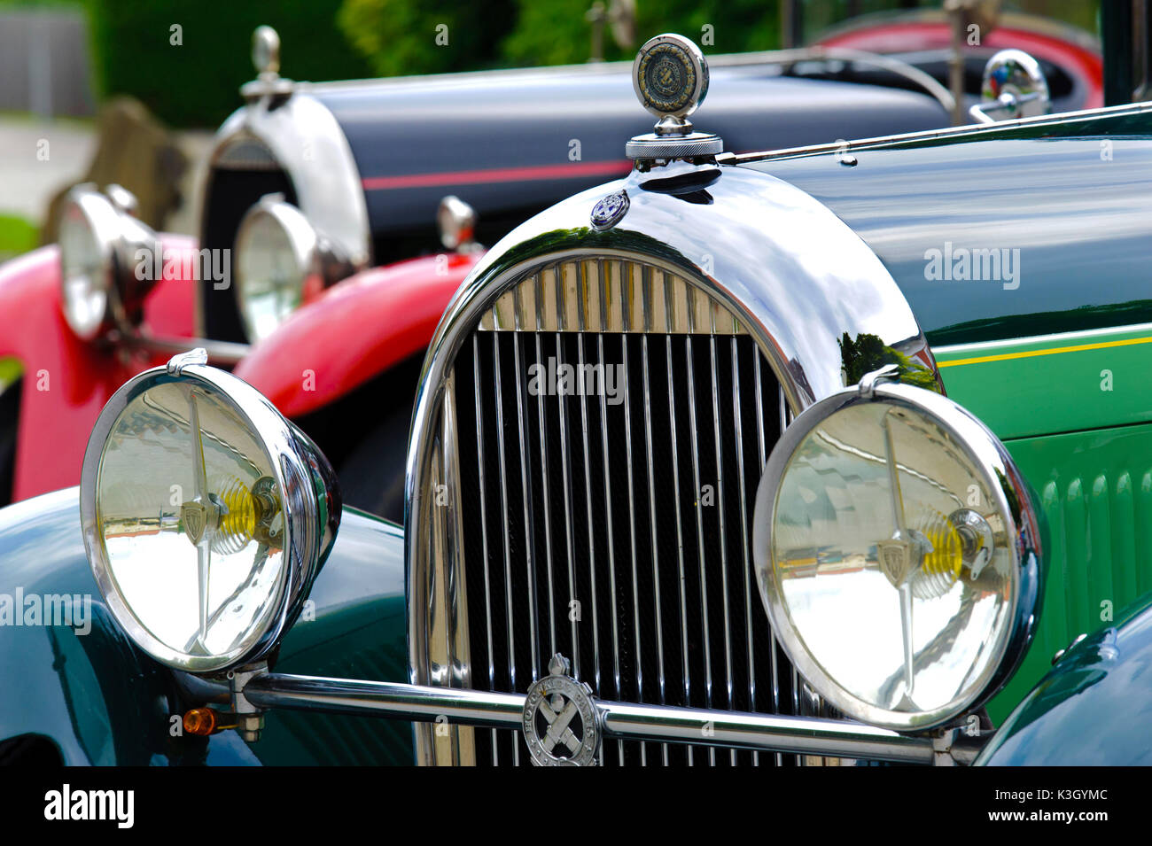 Old-timer rally 'Herkomer contention' in Landsberg in Lech for at least 80 year-old cars, here close Hotchkiss, year of manufacture in 1930 Stock Photo