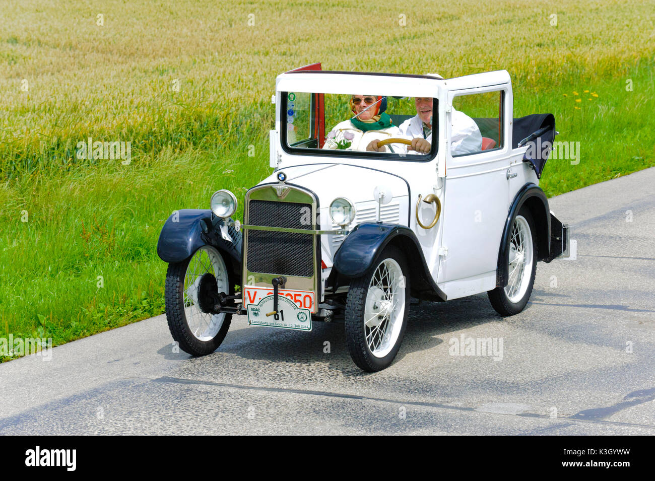 Old-timer rally 'Herkomer contention' in Landsberg in Lech for at least 80 year-old cars, here close BMW Dixi, year of manufacture in 1929 Stock Photo