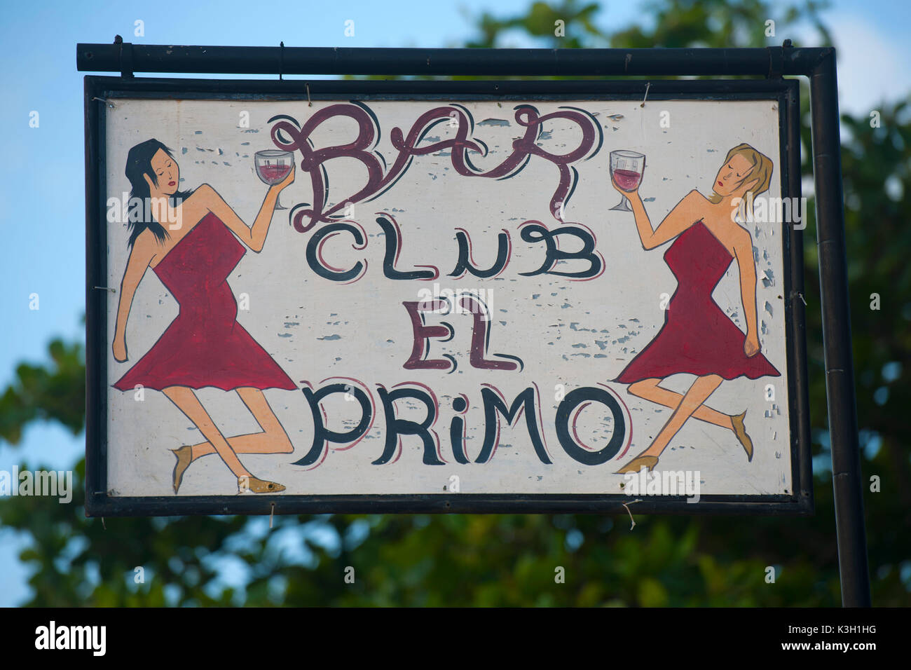 The Dominican Republic, peninsula Samana, los Galeras, bar sign 'Club tablespoon of Primo' Stock Photo