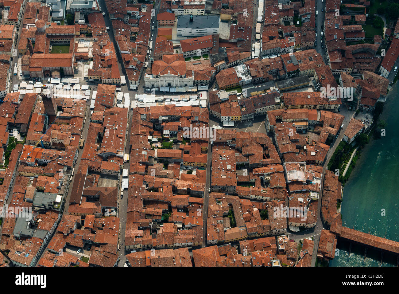 Bassano del Grappa, centre, aerial picture, province Vicenza, Brentatal, region Veneto, Italy Stock Photo