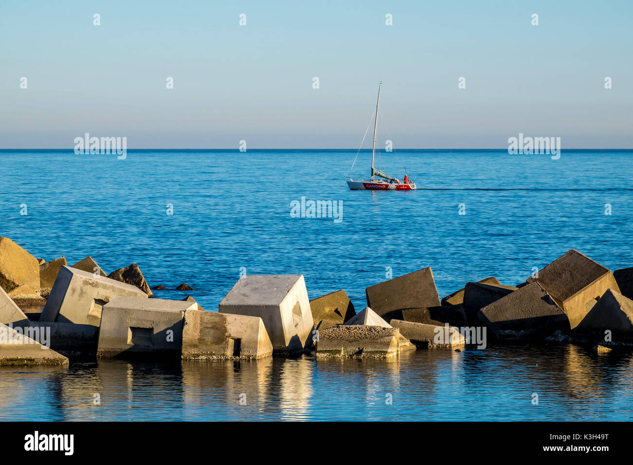 Mediterranean sea from Barcelona coast, Catalonia, Spain Stock Photo