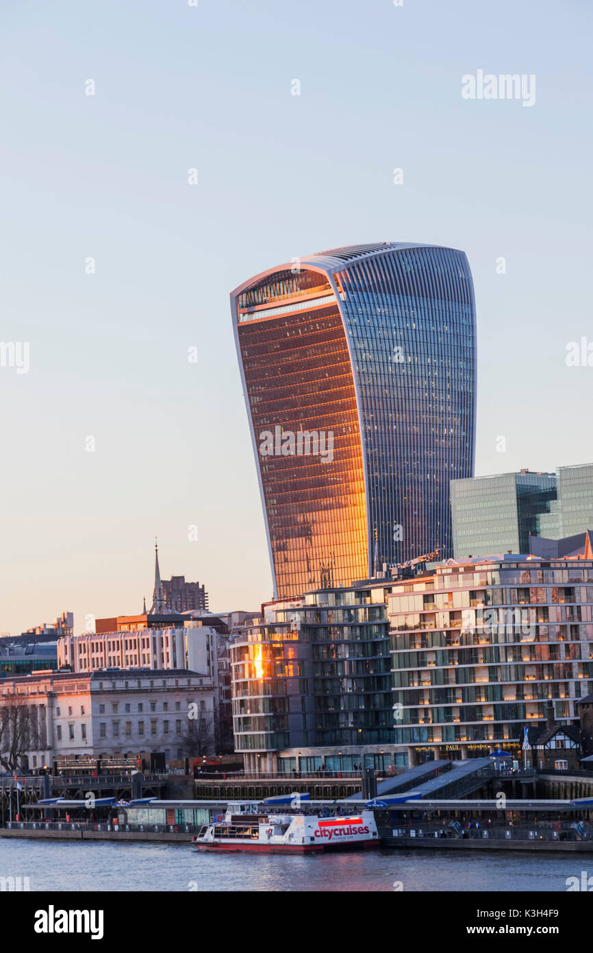 England, London, City Skyline and The Walkie Talkie Building Stock Photo