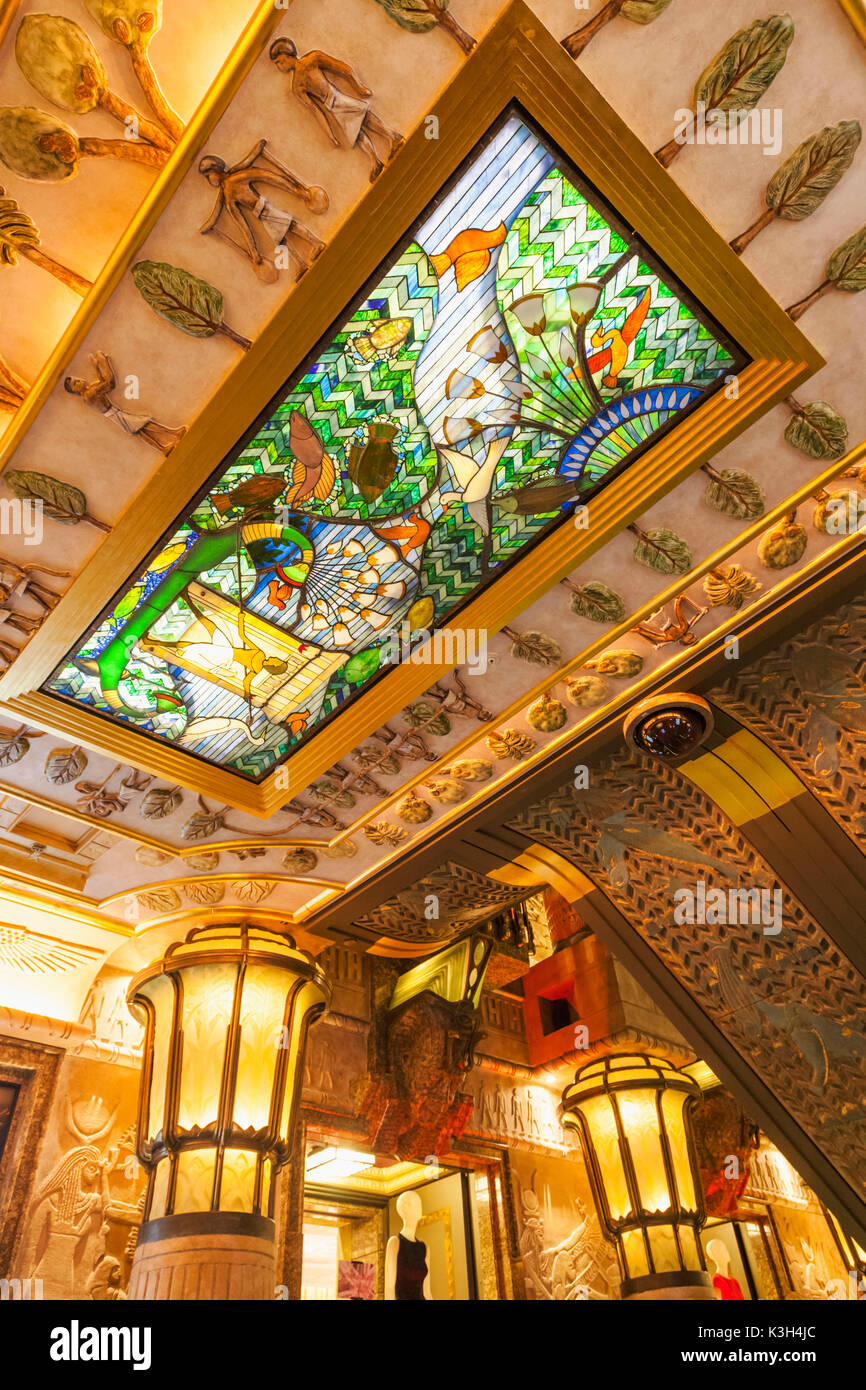 England, London, Knightsbridge, Harrods, Egyptian Escalator Stock Photo