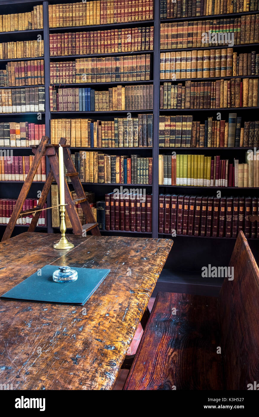Library of Santa Maria del Pi church in Barcelona, Catalonia, Spain Stock Photo
