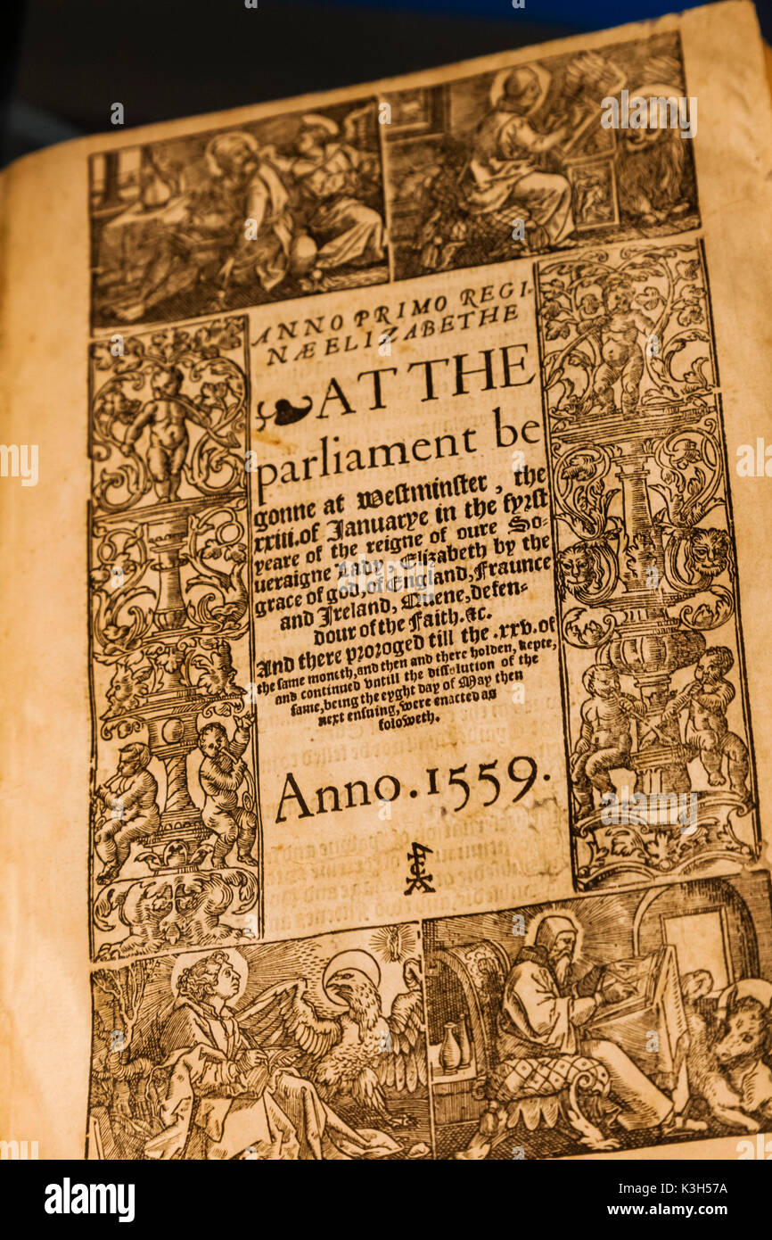 Elizabethan statute book dated 1559 hires stock photography and images