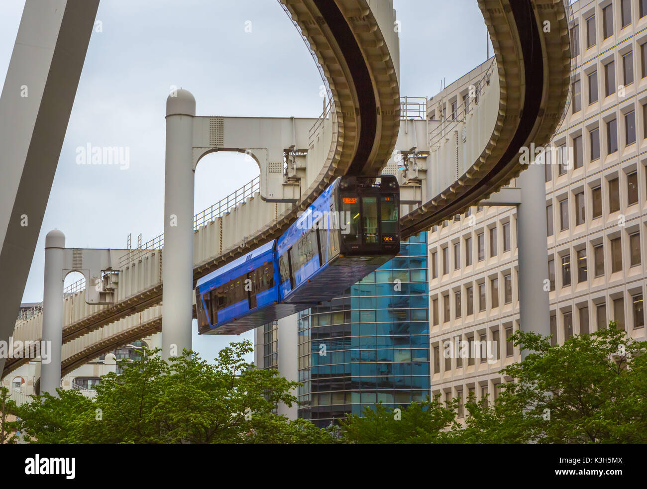 Japan, Chiba City, Hanging Monorail Stock Photo