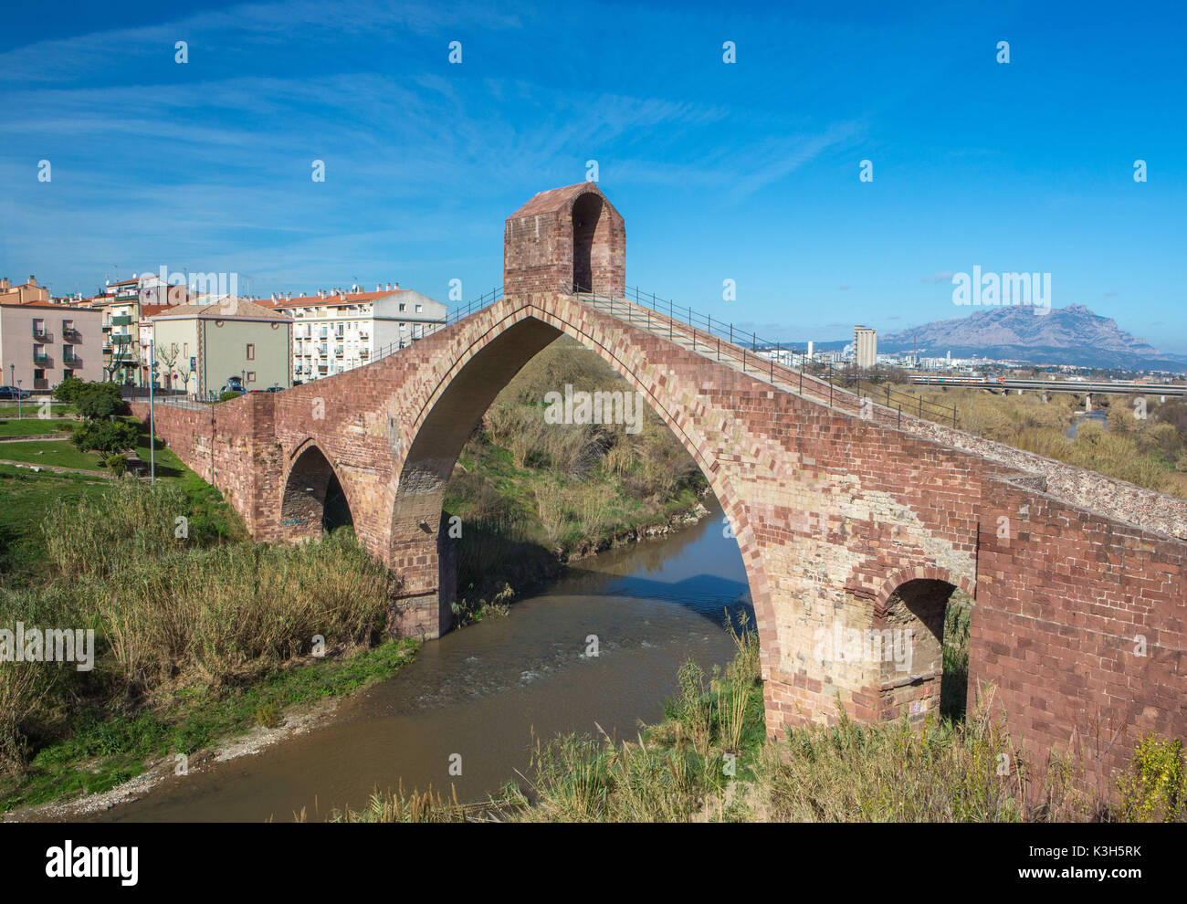 Spain, Catalonia, Barcelona province, Martorell City, Devil´s Bridge, roman built Stock Photo