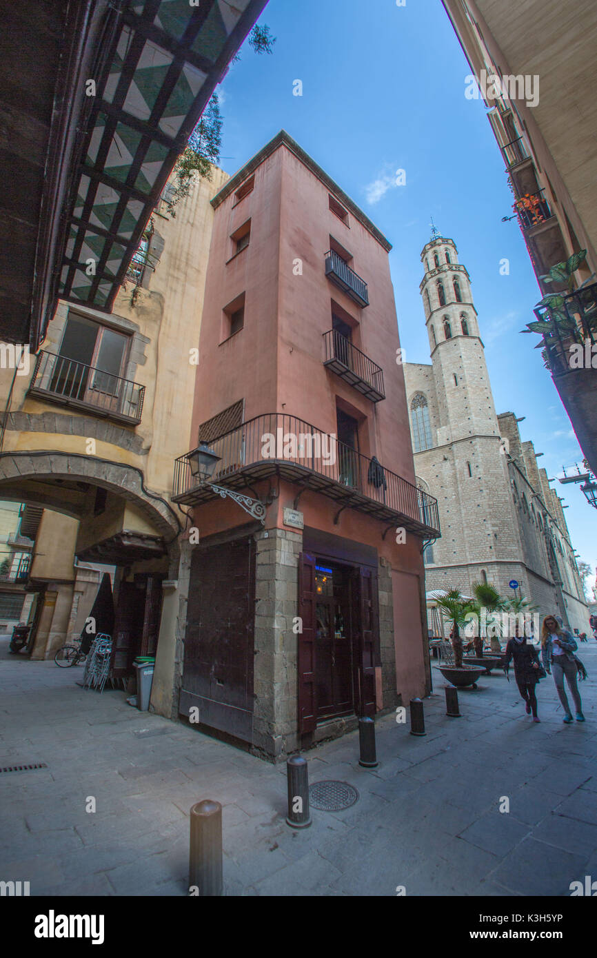 Spain, Catalonia, Barcelona City, Santa Maria del Mararea, Barcelona Old Town Stock Photo