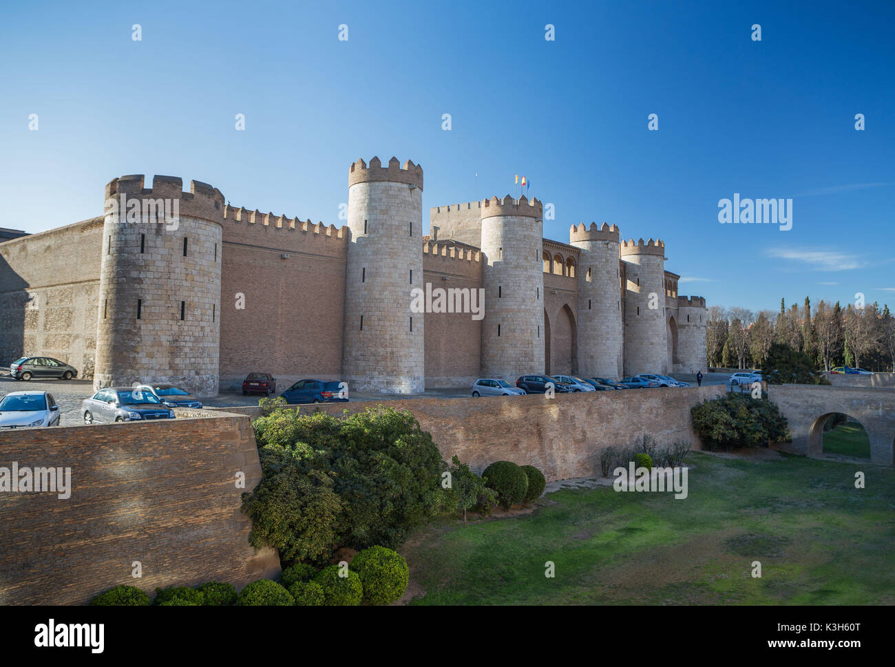 Spain, Aragon Region, Zaragoza City, Aljaferia Palace Stock Photo