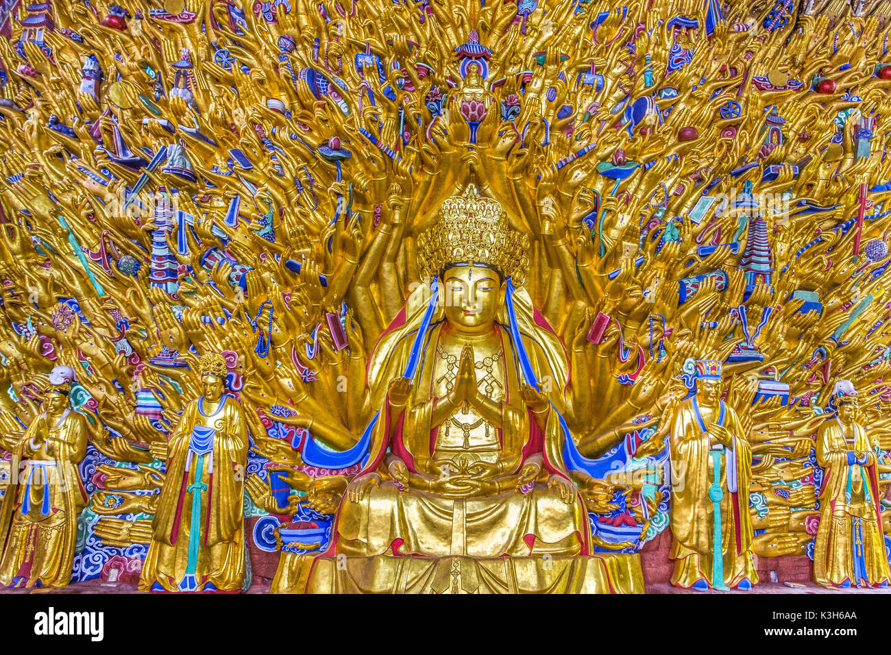 China, Chongqin province, Dazu Buddhist Caves (W.H.), Goddess of Mercy, Guanyin or Avalokiteshvara Stock Photo