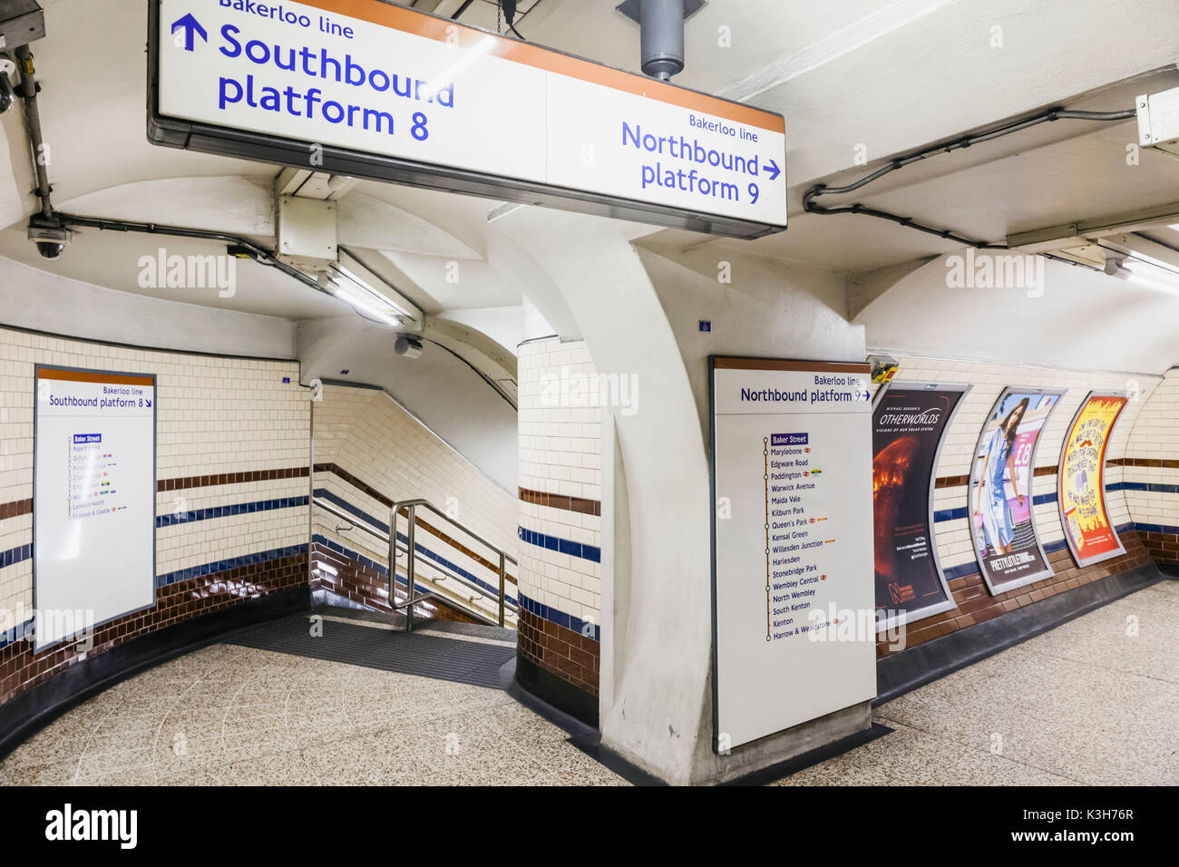 England, London, The Underground, Platform Direction Signs Stock Photo