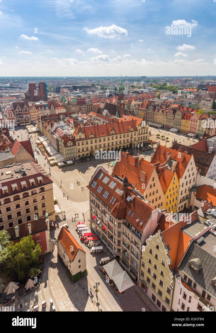 Poland, Wroclaw City, Market Square from Elisabeth Belfry Stock Photo