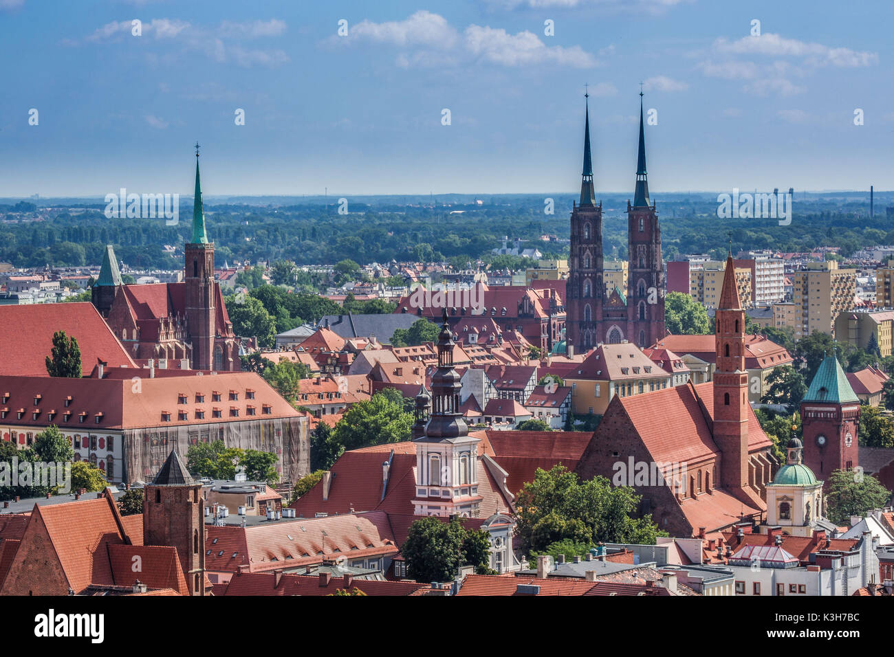 Poland, Wroclaw City, Panorama Stock Photo