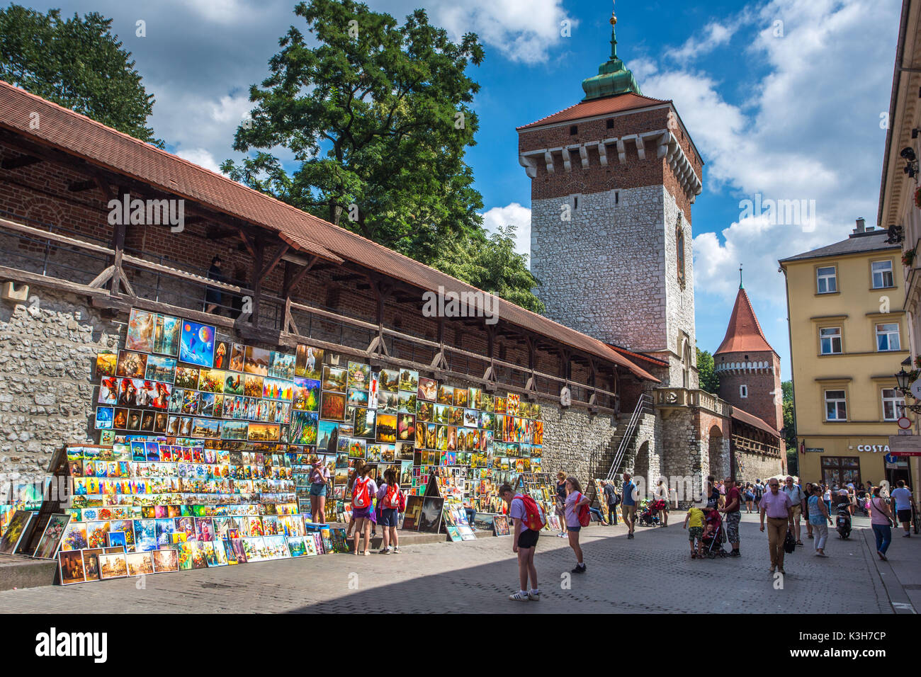 Poland, Krakow City, city walls near Florianska Gate Stock Photo