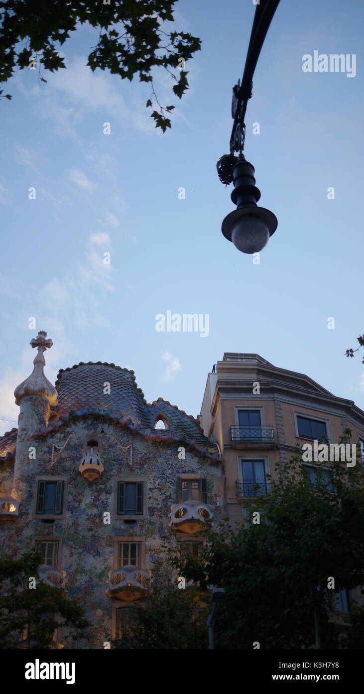 Some images of a building in Barcelona built by Gaudi. Stock Photo