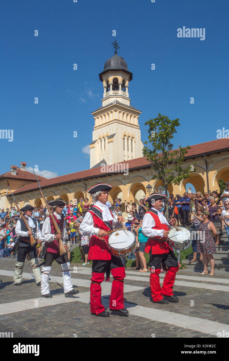 Romania, Alba Julia City, Alba Julia Citadel, Parade, Reintregirii Neamului Cathedral Stock Photo