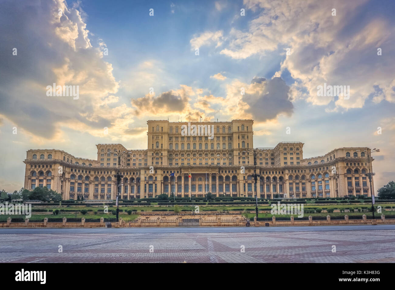 Romania, Bucharest City, Parliament Building, Stock Photo