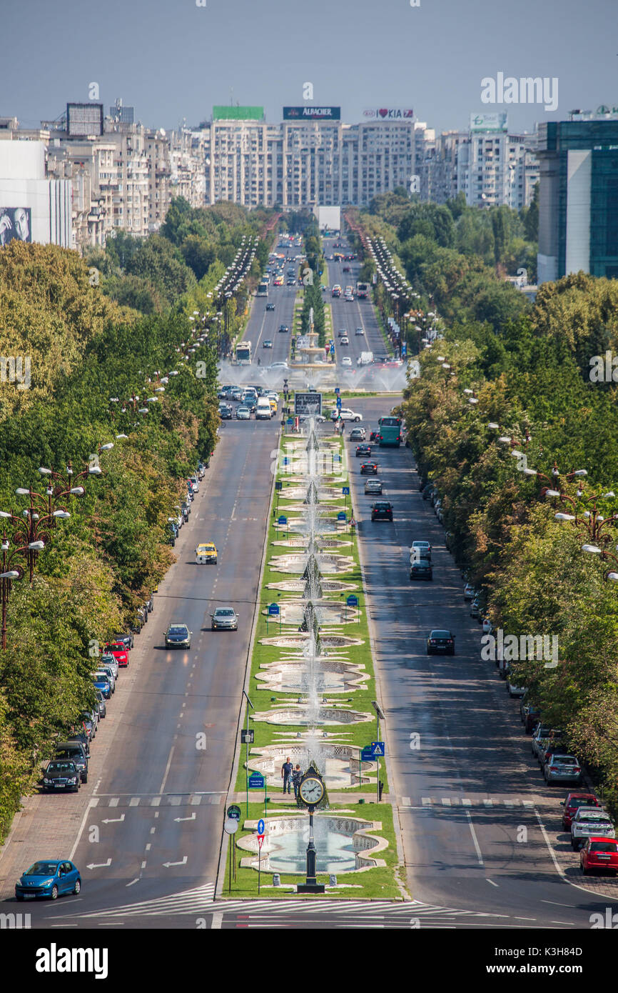 Romania Bucharest City Unirii Boulevard Parliament Building Stock   Romania Bucharest City Unirii Boulevard Parliament Building K3H84D 