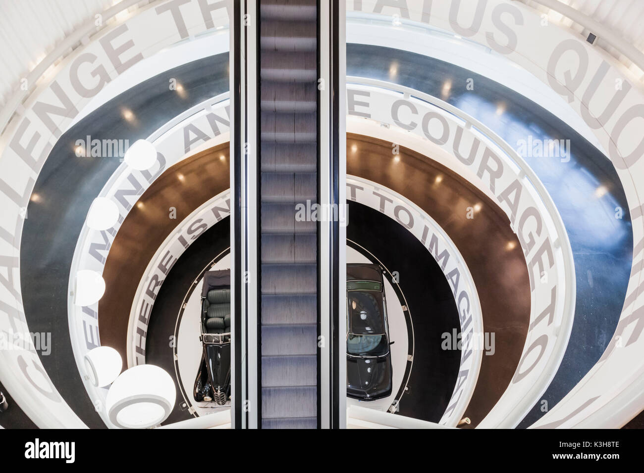 Germany, Bavaria, Munich, BMW Museum, Interior Spiral Staircase Stock Photo
