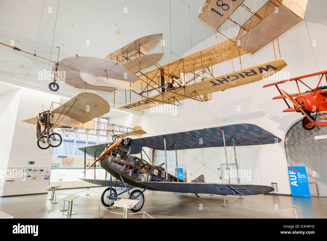 Germany, Bavaria, Munich, Deutsches Museum, Exhibit of Historic Aeroplanes Stock Photo