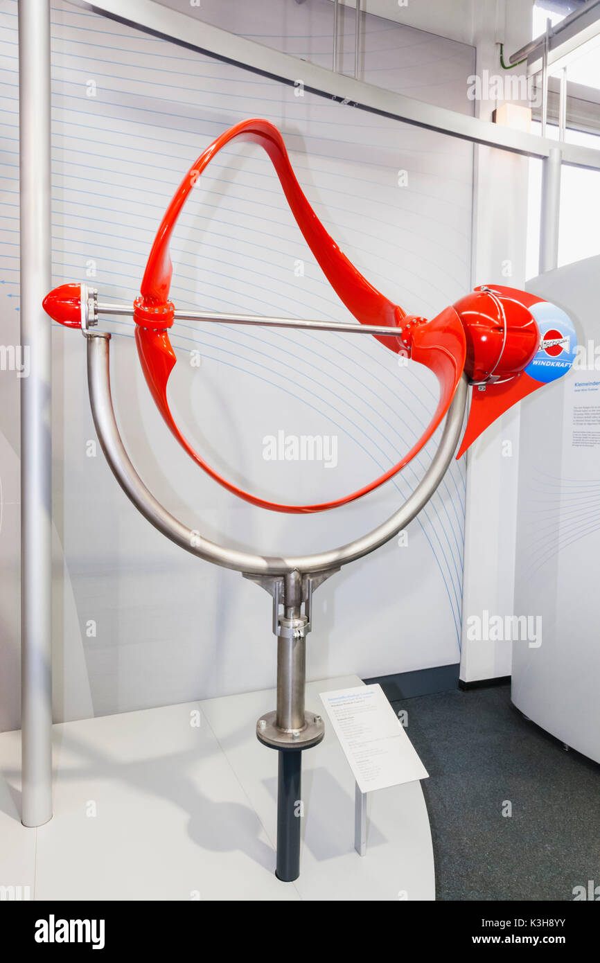Germany, Bavaria, Munich, Deutsches Museum, Exhibit of Leonardo Small Scale Wind Turbine Stock Photo