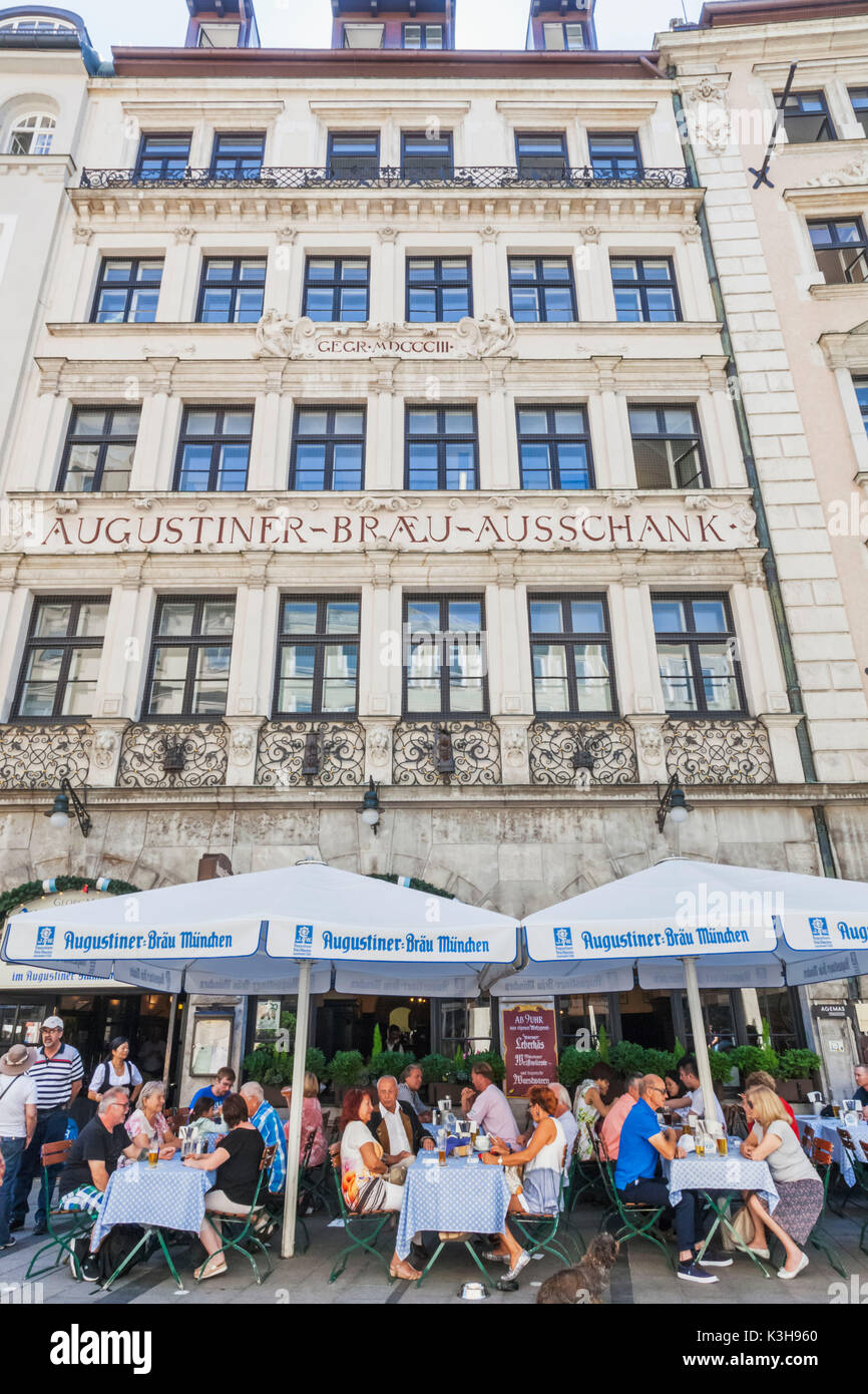 Germany Bavaria Munich Neuhauser Strasse Shopping Street Augustiner Brewery Restaurant And Beer Hall Stock Photo Alamy