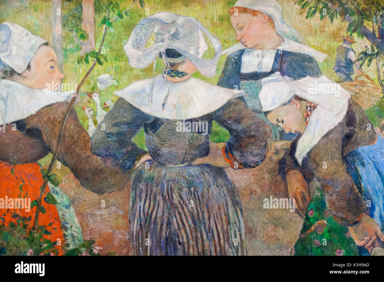 Germany, Bavaria, Munich, The New Pinakothek Museum (Neue Pinakothek), Painting titled 'Four Breton Women' (Bretonische Bauerinnen) by Paul Gauguin dated 1886 Stock Photo