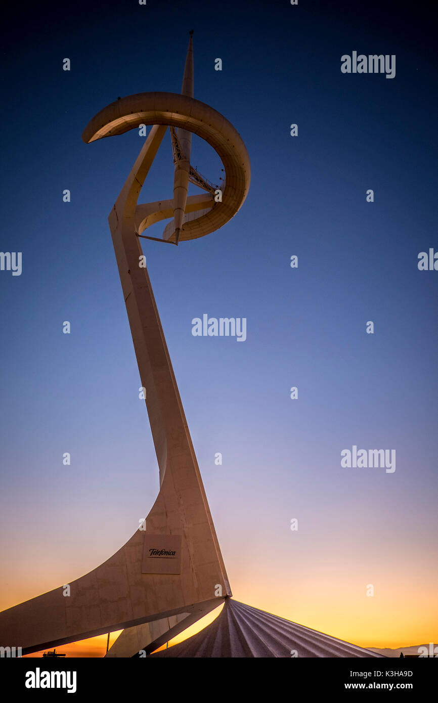 Calatrava Tower in Olympic Park of Monjuic in Barcelona Catalonia Spain Stock Photo