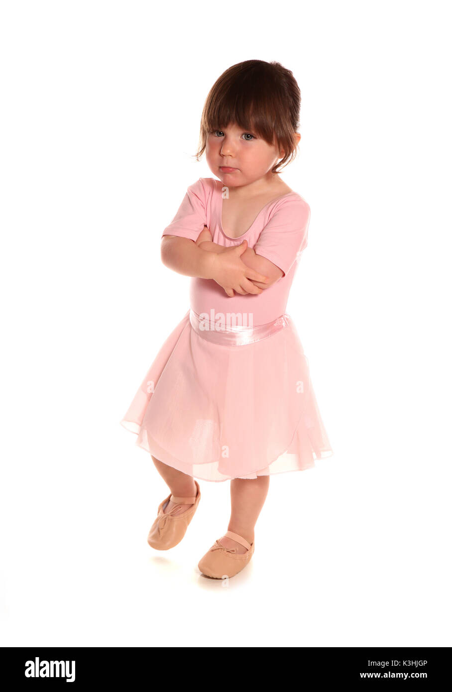 toddler in ballet outfit for dance class Stock Photo