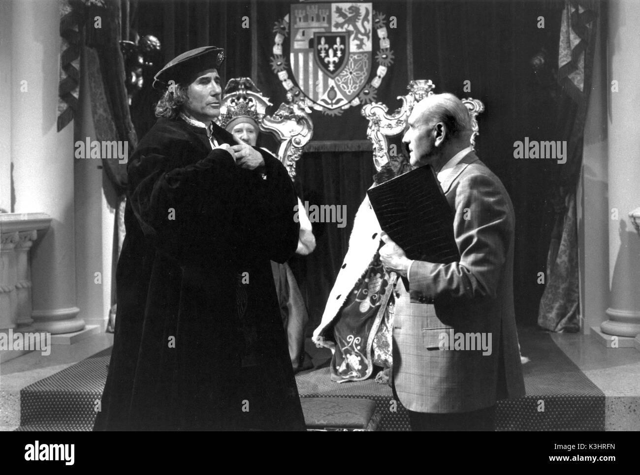 CARRY ON COLUMBUS from left - JIM DALE as Christopher Columbus, LESLIE PHILLIPS as King Ferdinand, GERALD THOMAS - Director CARRY ON COLUMBUS Stock Photo
