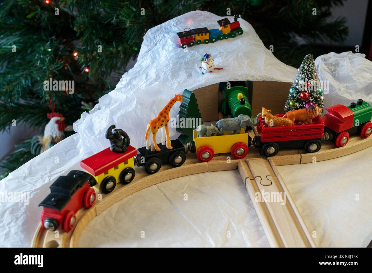christmas wooden train set