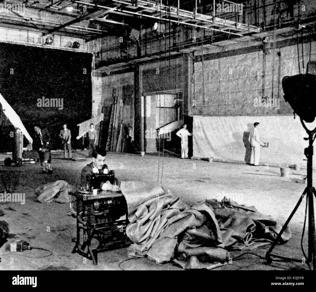 TWICKENHAM STUDIOS Stage Three, showing the door through which Stage Two is reached. The combined stages extend to over 100 feet; picture is from late 1950s Stock Photo