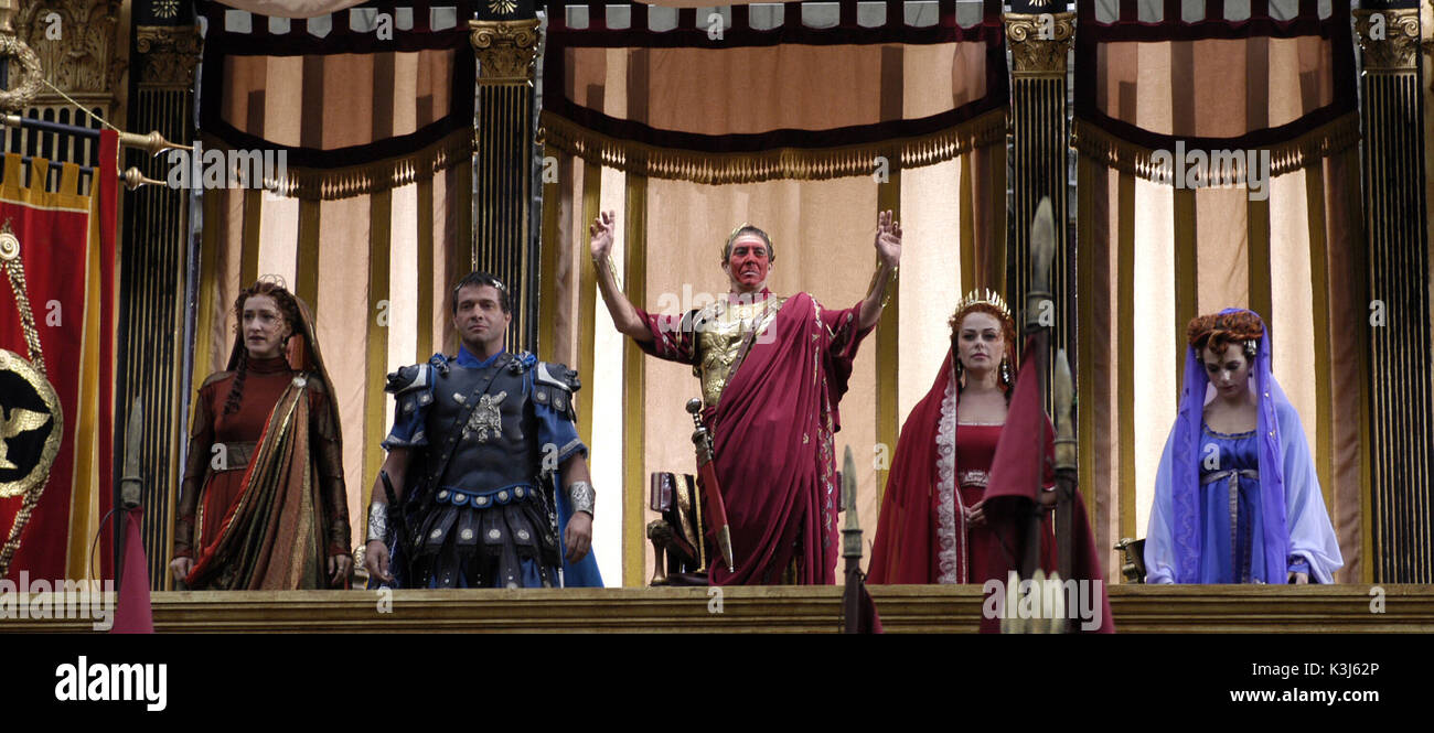 ROME HADYN GWYNNE as Calpurnia, JAMES PUREFOY as Marc Antony, CIARAN HINDS as Julius Caesar, POLLY WALKER as Atia of the Julii, Stock Photo