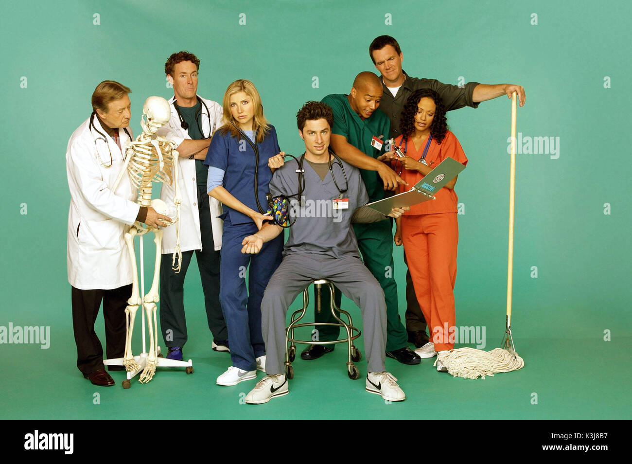 65827 PDO29 - SCRUBS - Winner of a prestigious Humanitas Prize and an Imagen Award, as well as a nominee for two Emmy Awards and a Peoples Choice Award in its debut season, &#xd2;Scrubs,&#xd3; Touchstone Televisions half-hour comedy series, returns for a second season on Thursday, September 26 , on NBC. Created by Bill Lawrence -- the co-creator/executive producer of &#xd2;Spin City&#xd3; -- and featuring innovative fantasy sequences and a slightly skewed look at doctors and patients, the series focuses on the out-of-the-ordinary experiences of medical resident John &#xd2;J.D.&#xd3 Stock Photo