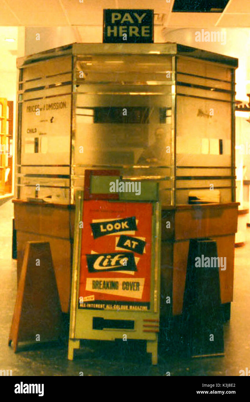 PAYBOX from the Ritz Workington, Cumbria on display at the Cinema Museum's exhibition at Granada Studios Tour.  An example of a 1930s - 1940s paybox Stock Photo