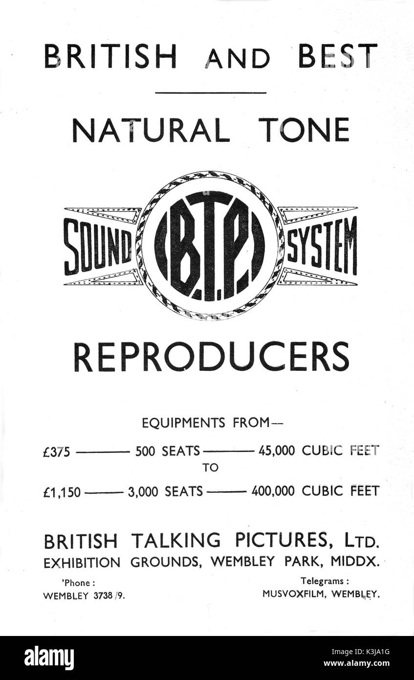 BRITISH TALKING PICTURES sound equipment Stock Photo